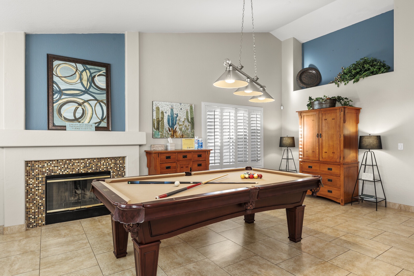 Game Room and Lounge includes a pool table, and high top tables.