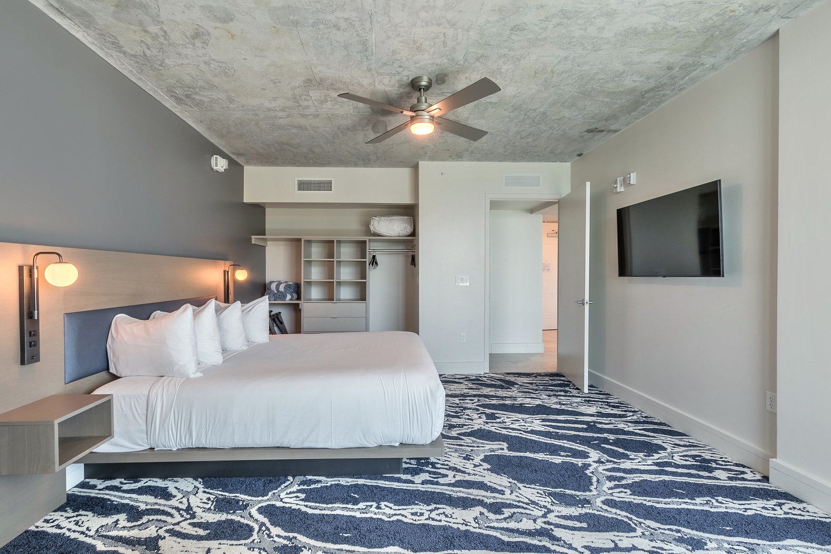 Urban Chic & Seaside Charm: Unwind in Your Stylish King Bedroom