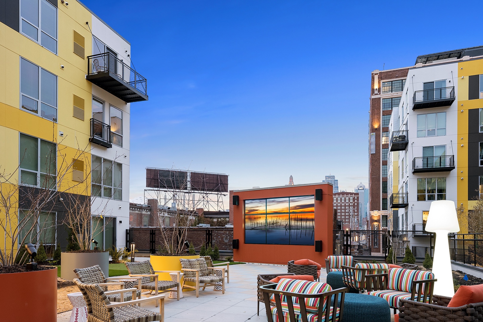 Outdoor Theatre, Fireplace And Lounge Seating