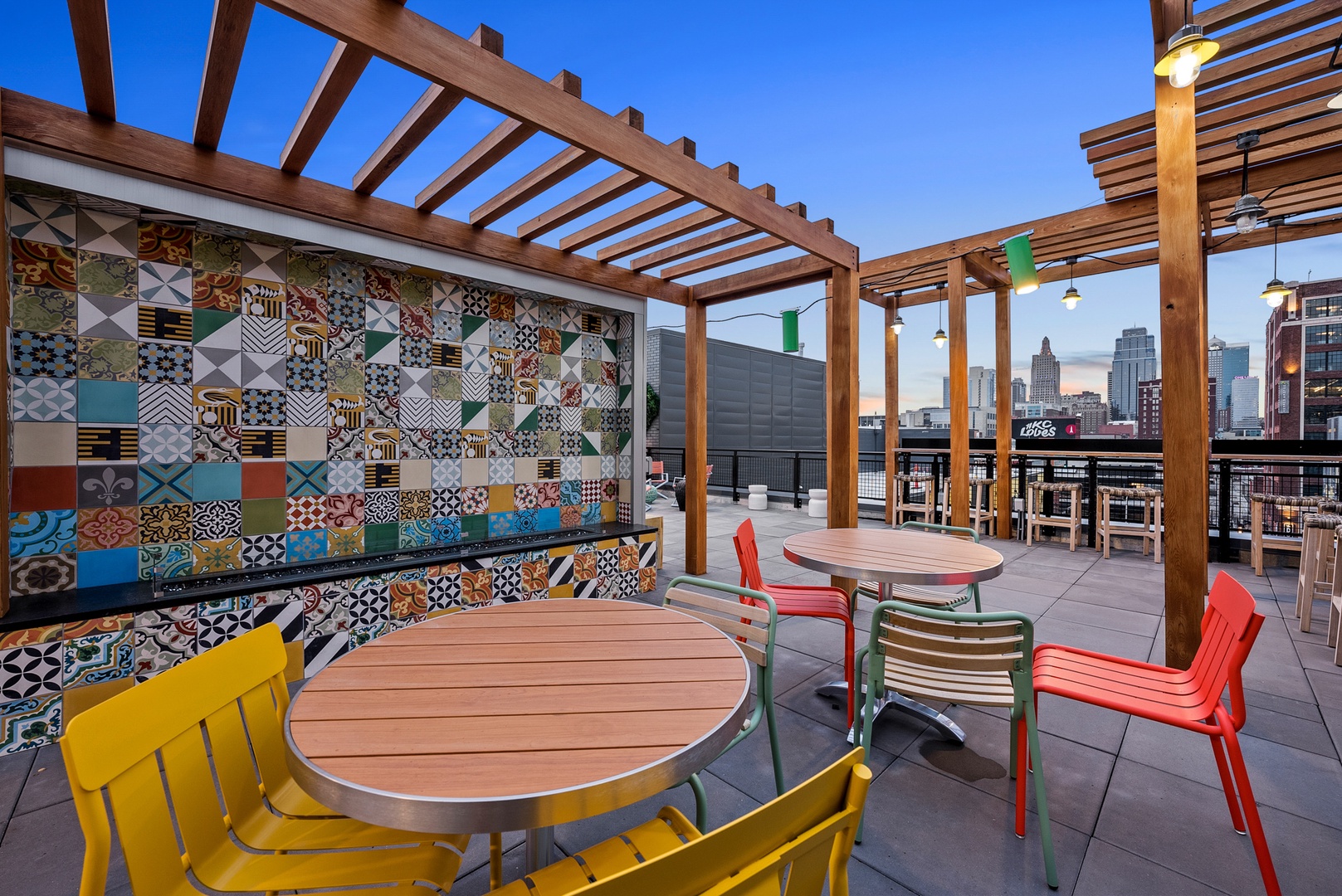 Outdoor hangout area at the KC Club