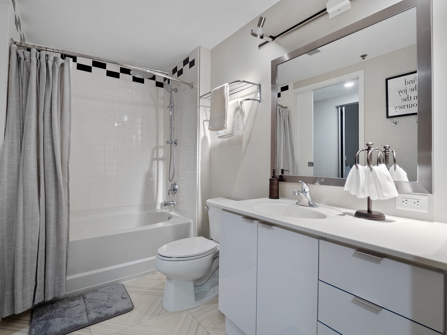 Refresh and rejuvenate in this elegant and spacious bathroom