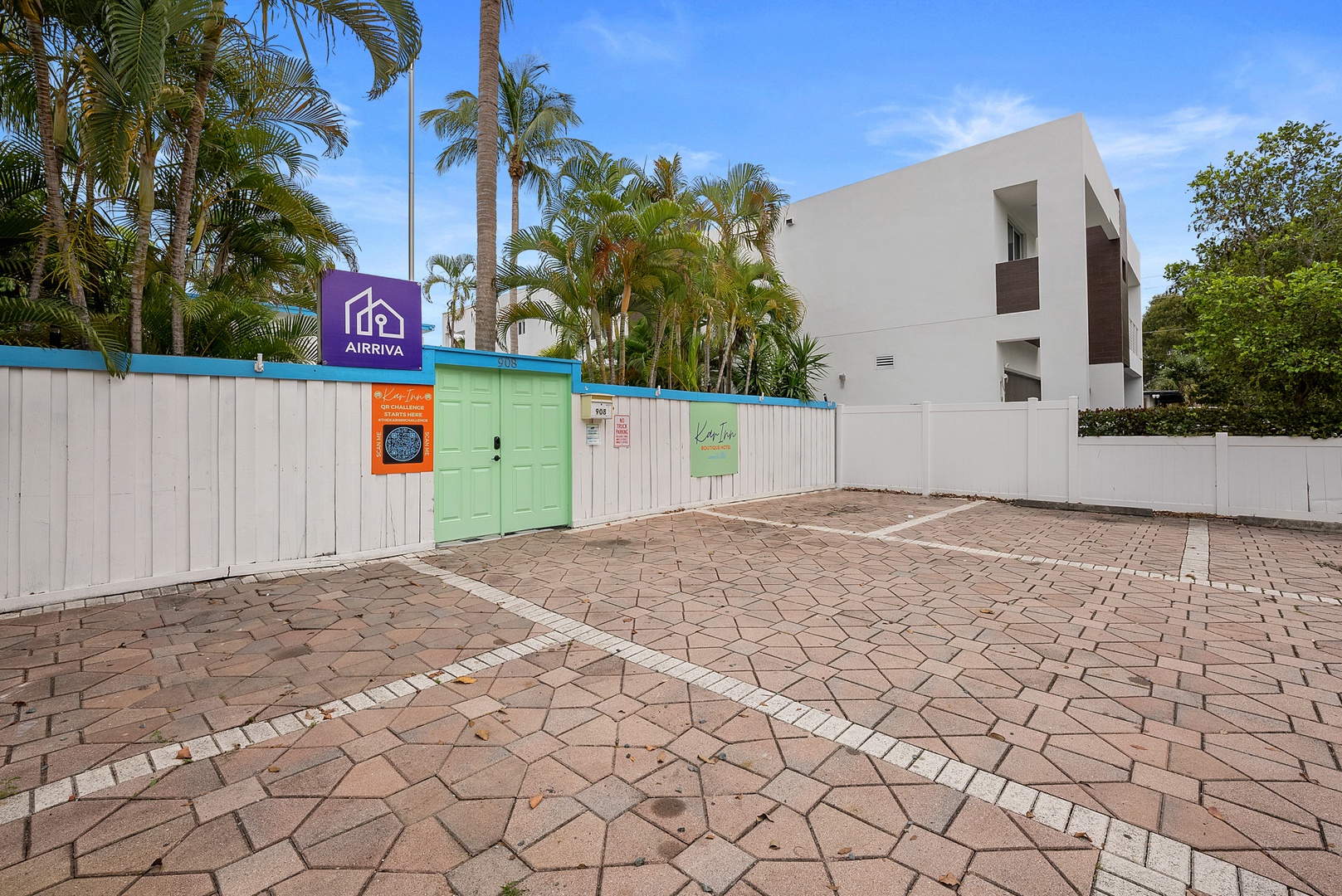 Hotel Entrance and Parking Lot