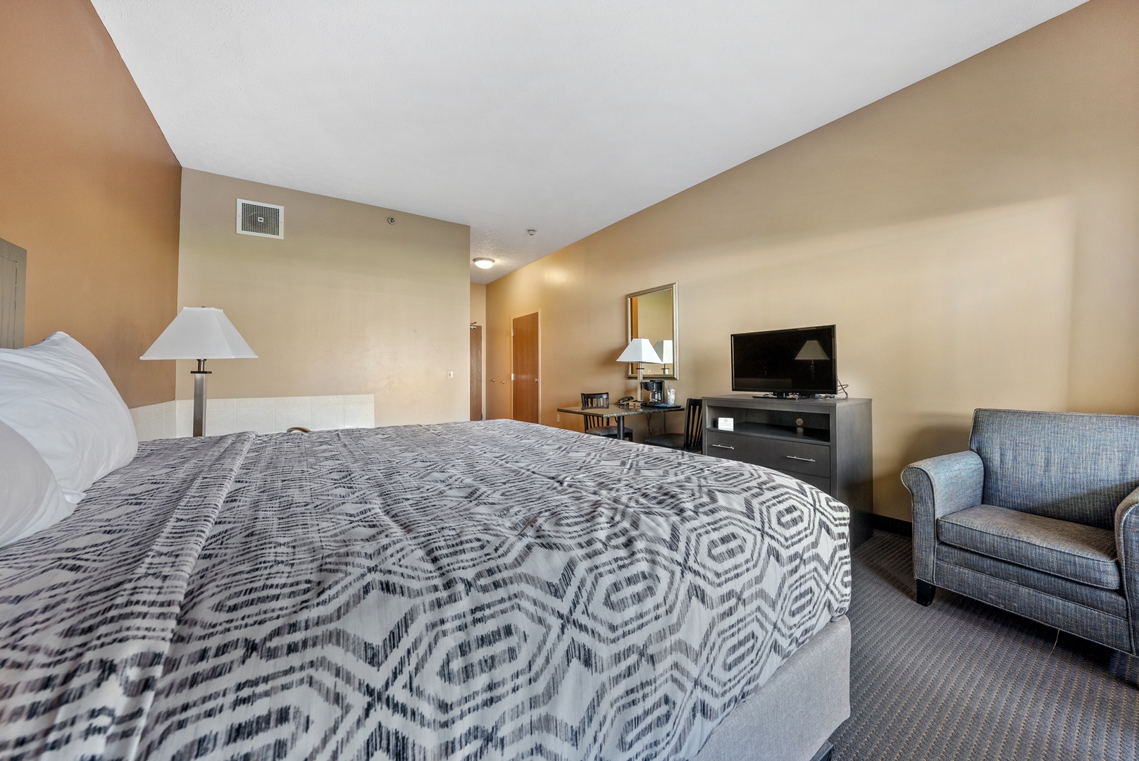 Experience ultimate comfort in our King room with Jacuzzi