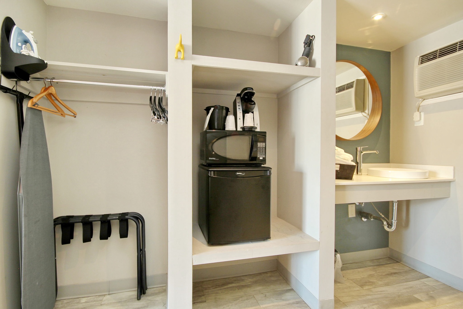 Essentials at your fingertips - fridge and microwave