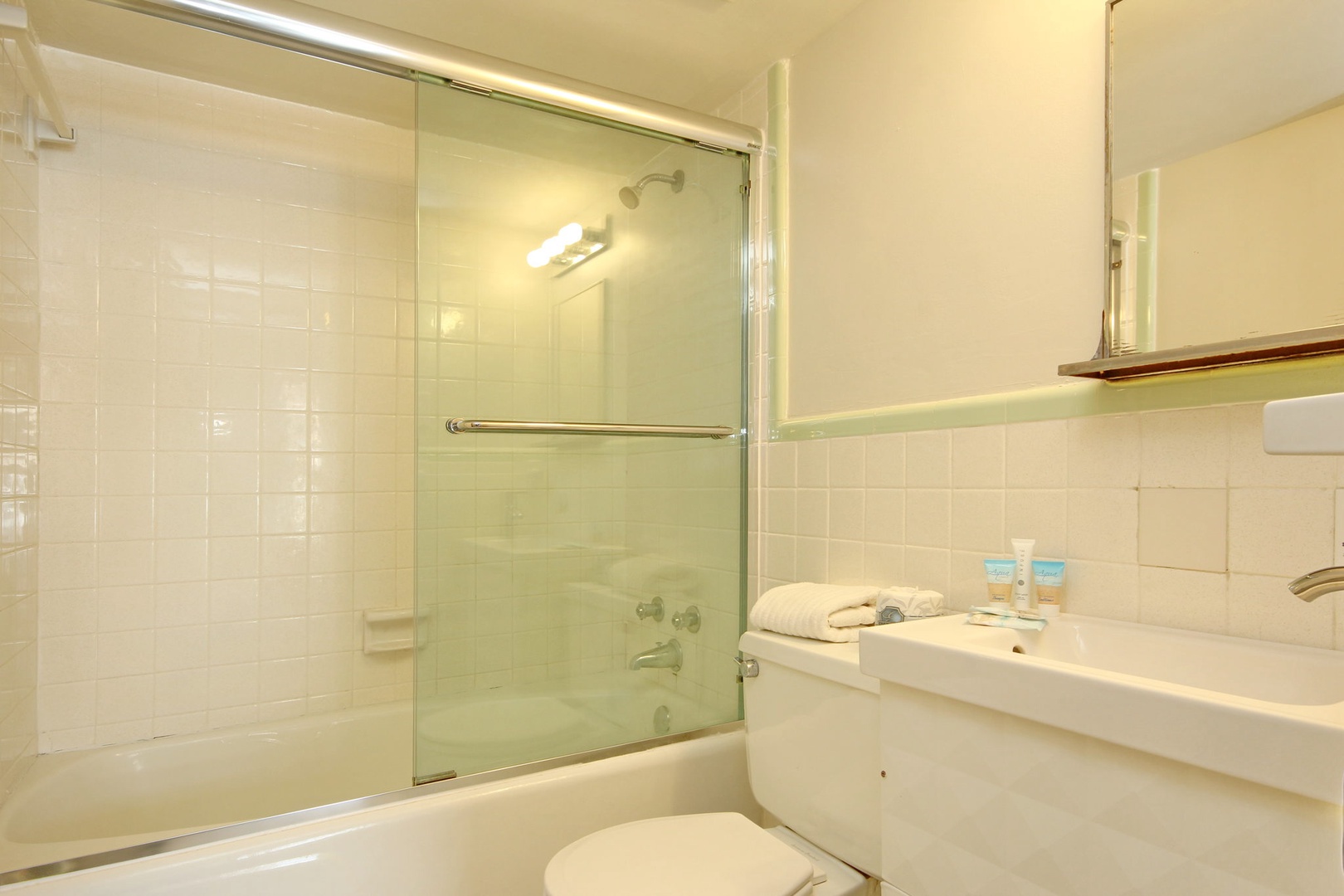 Clean bathroom with modern amenities