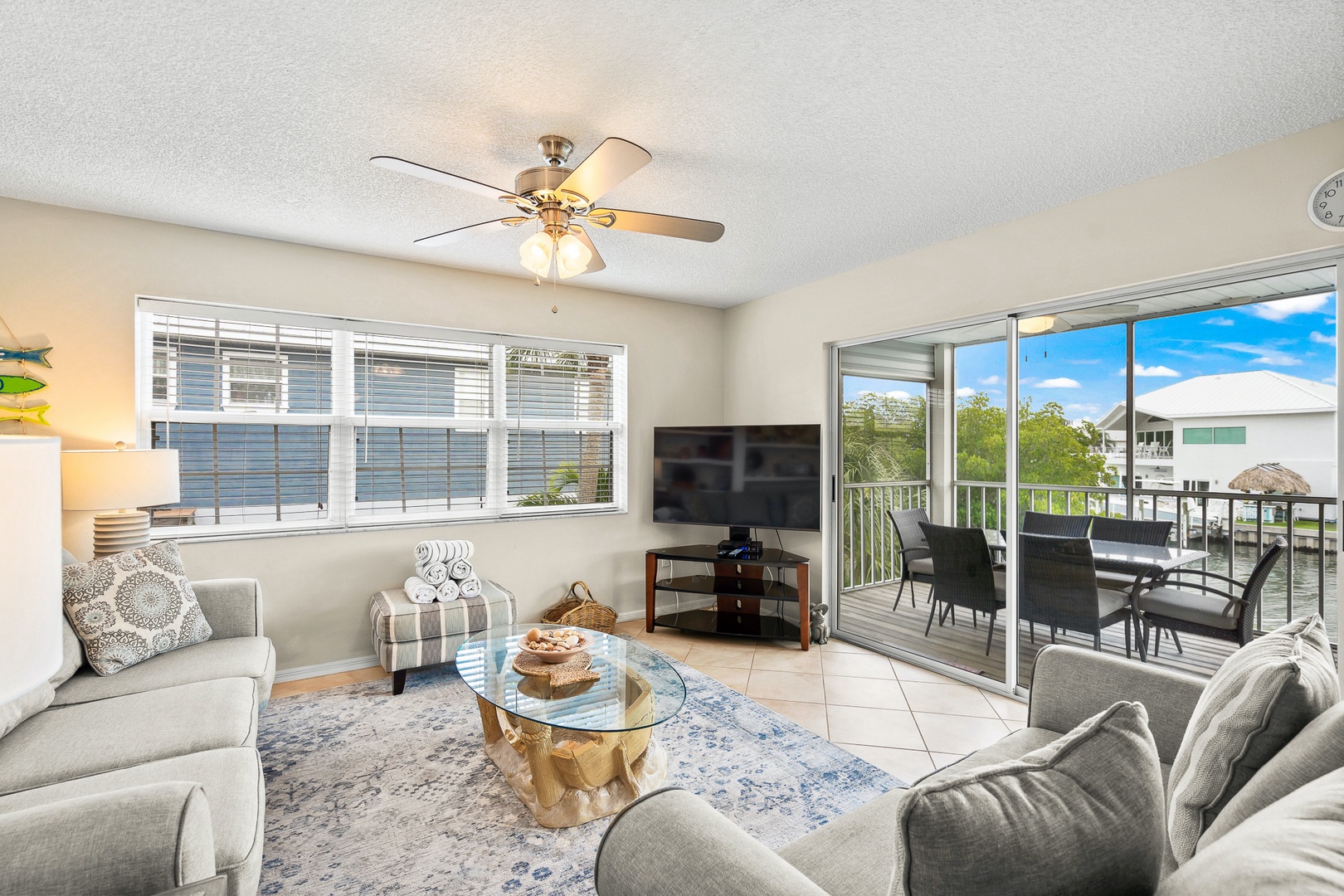 Bright Living Room with Screen Porch