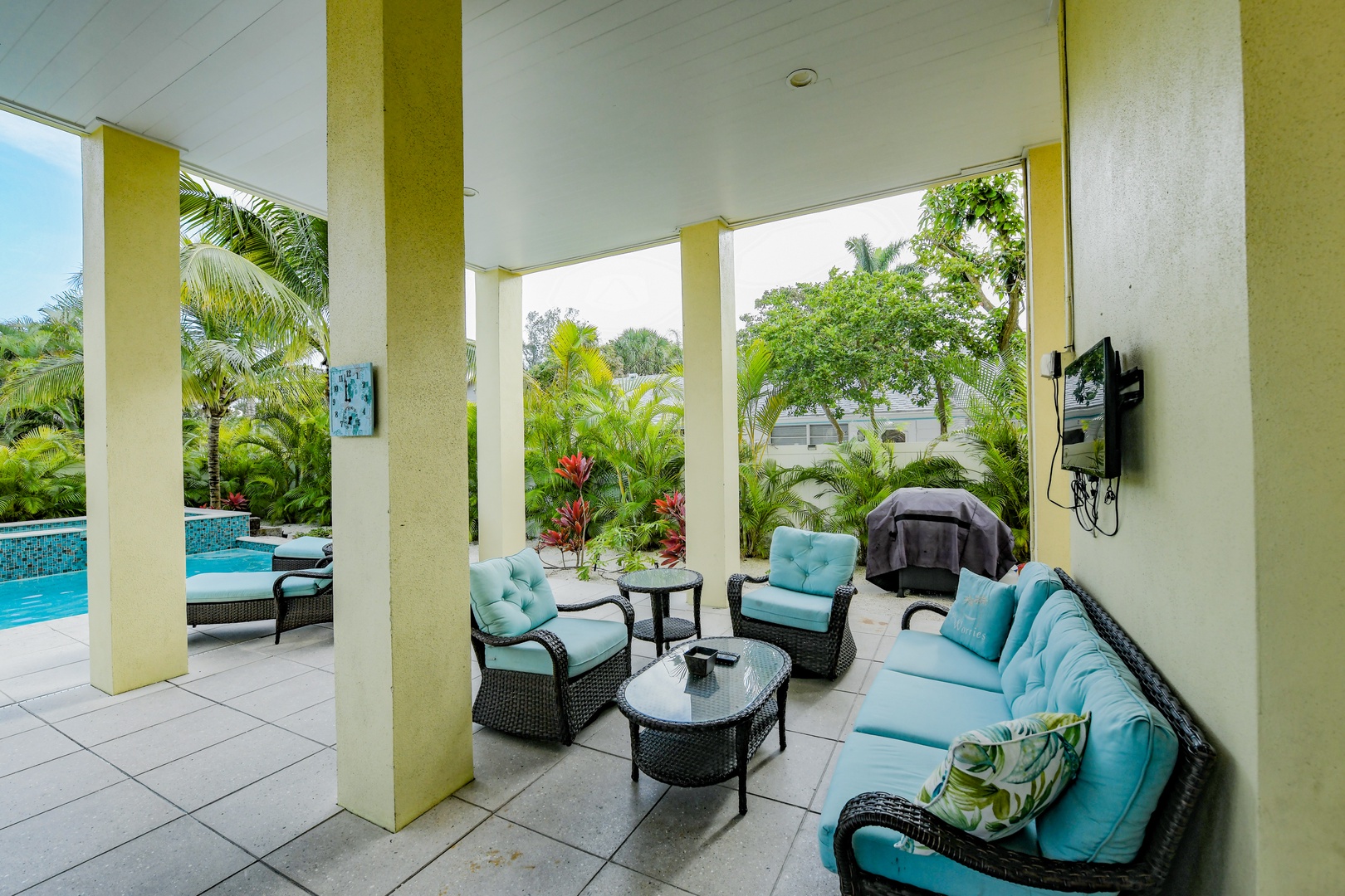 Poolside Living Area and BBQ Grill