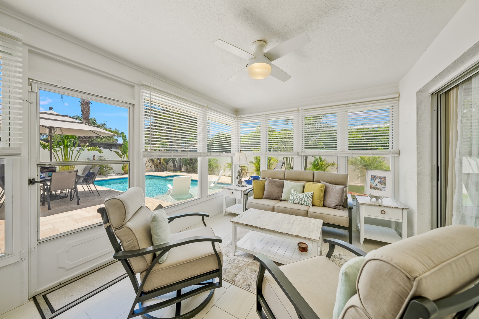 Sunny "Florida Room" with Pool View