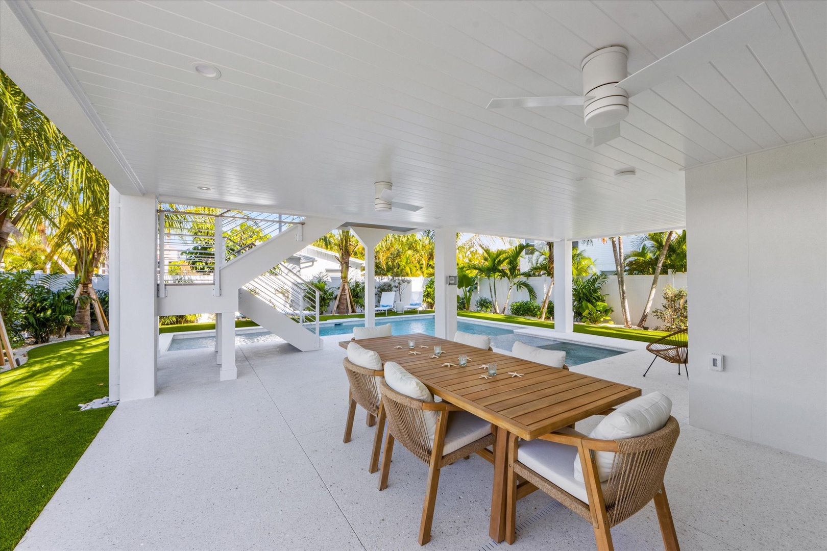 Poolside outdoor living space