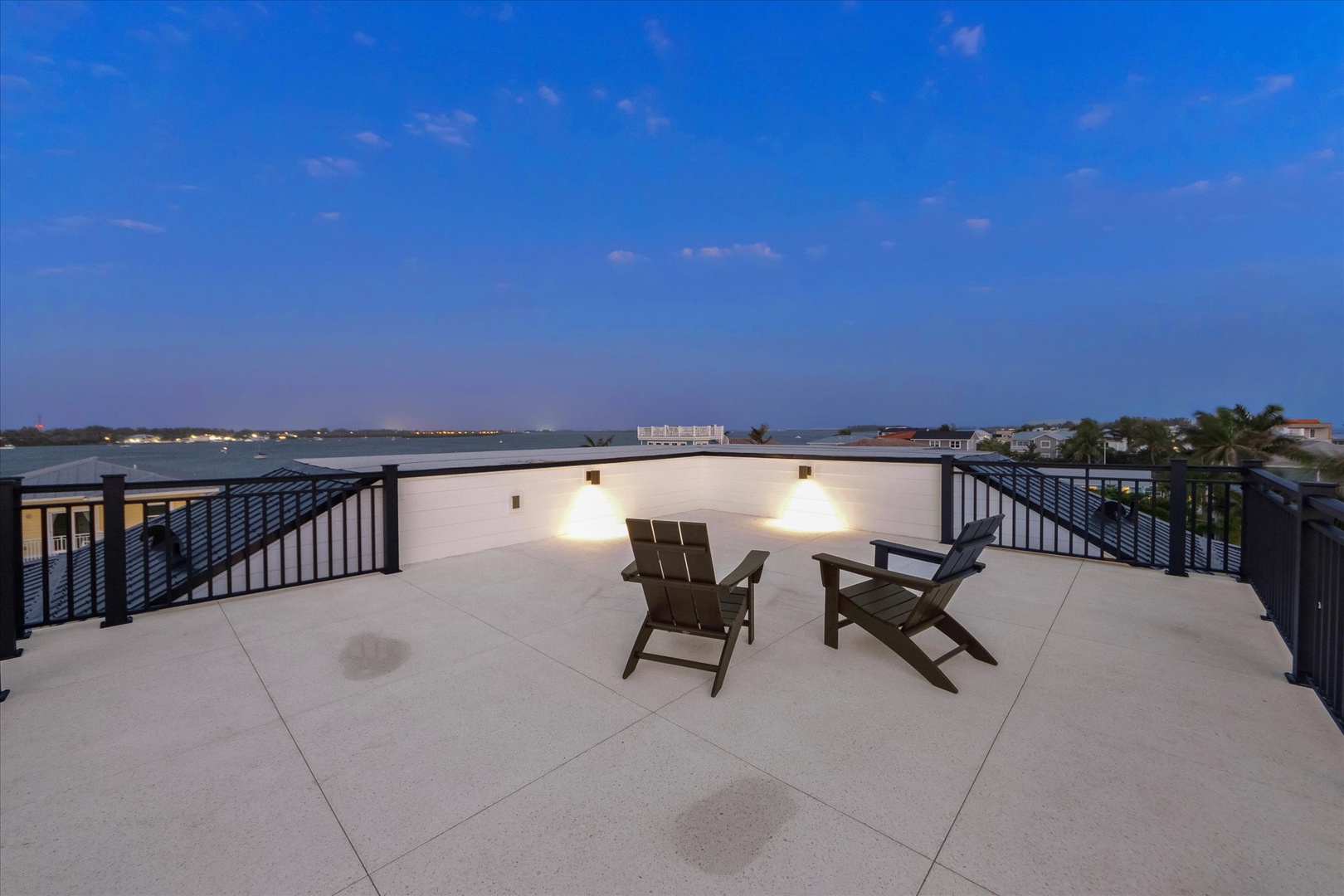 Rooftop Deck with Views at twilight