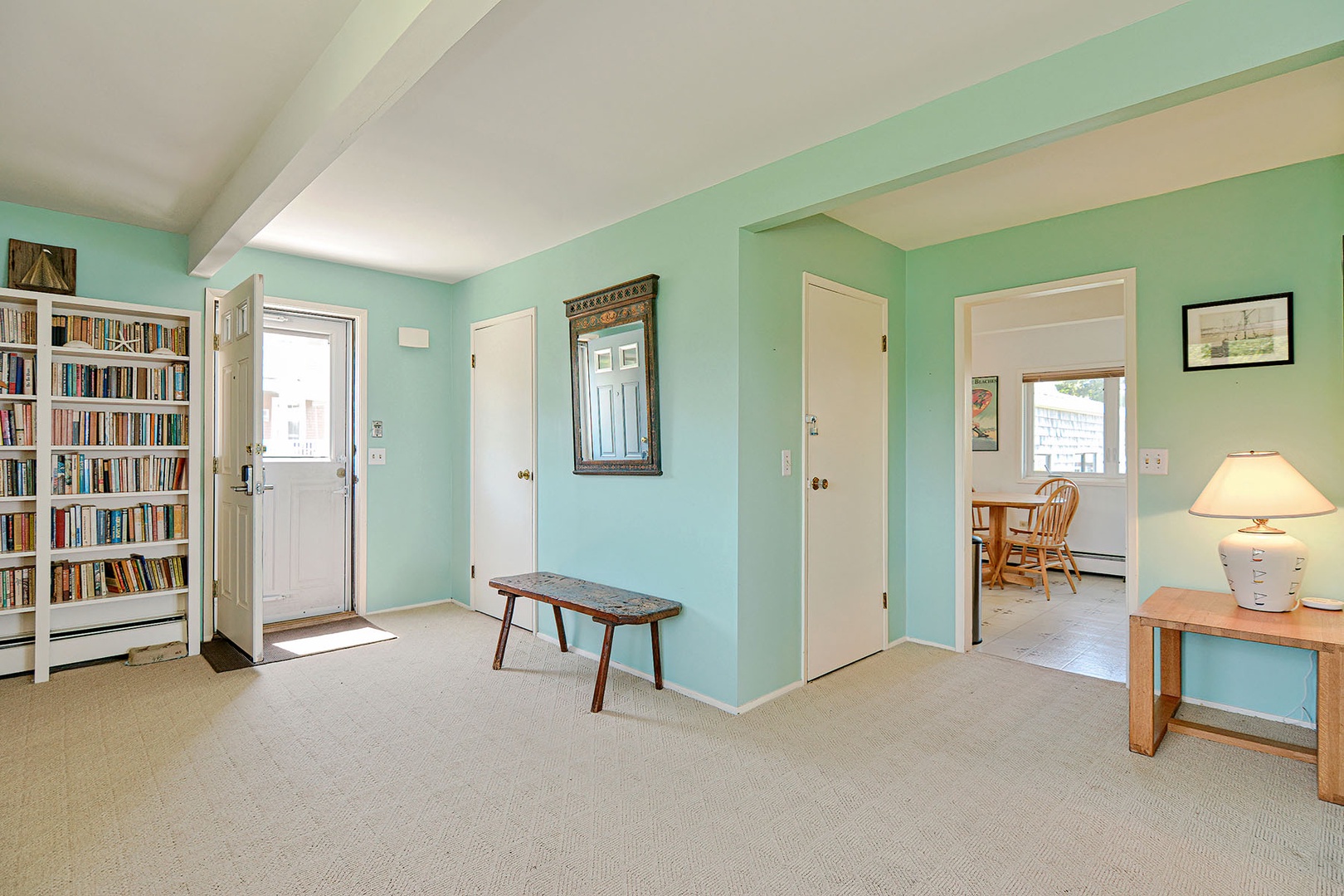 Front entrance and view into the kitchen.