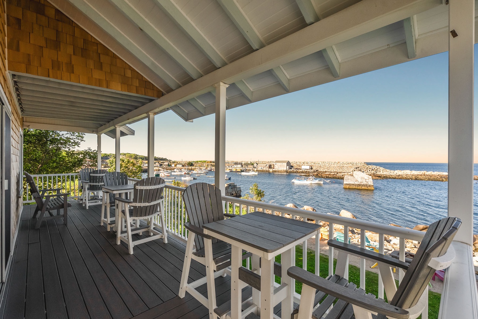 Step out of the living room onto the large back deck.