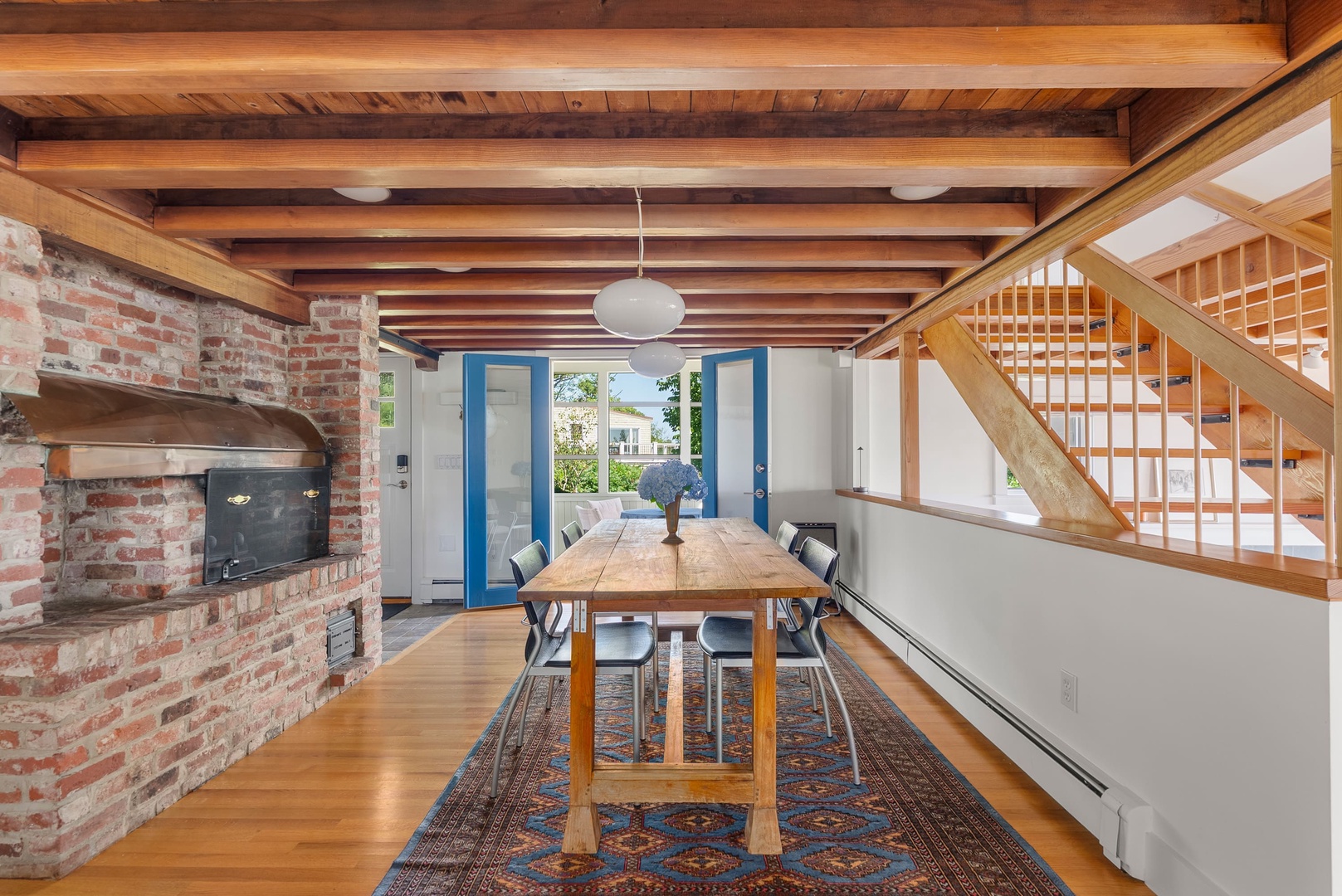 The dining area is just next to the kitchen.