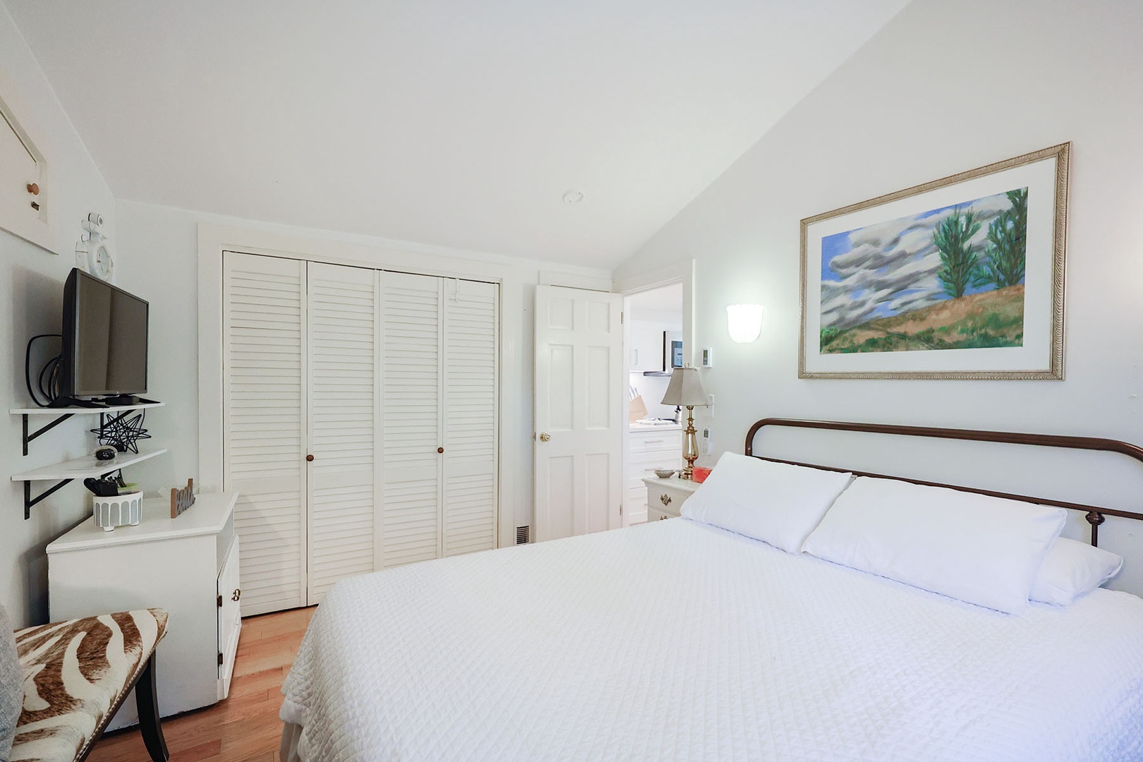 The queen bedroom contains ample closet space.