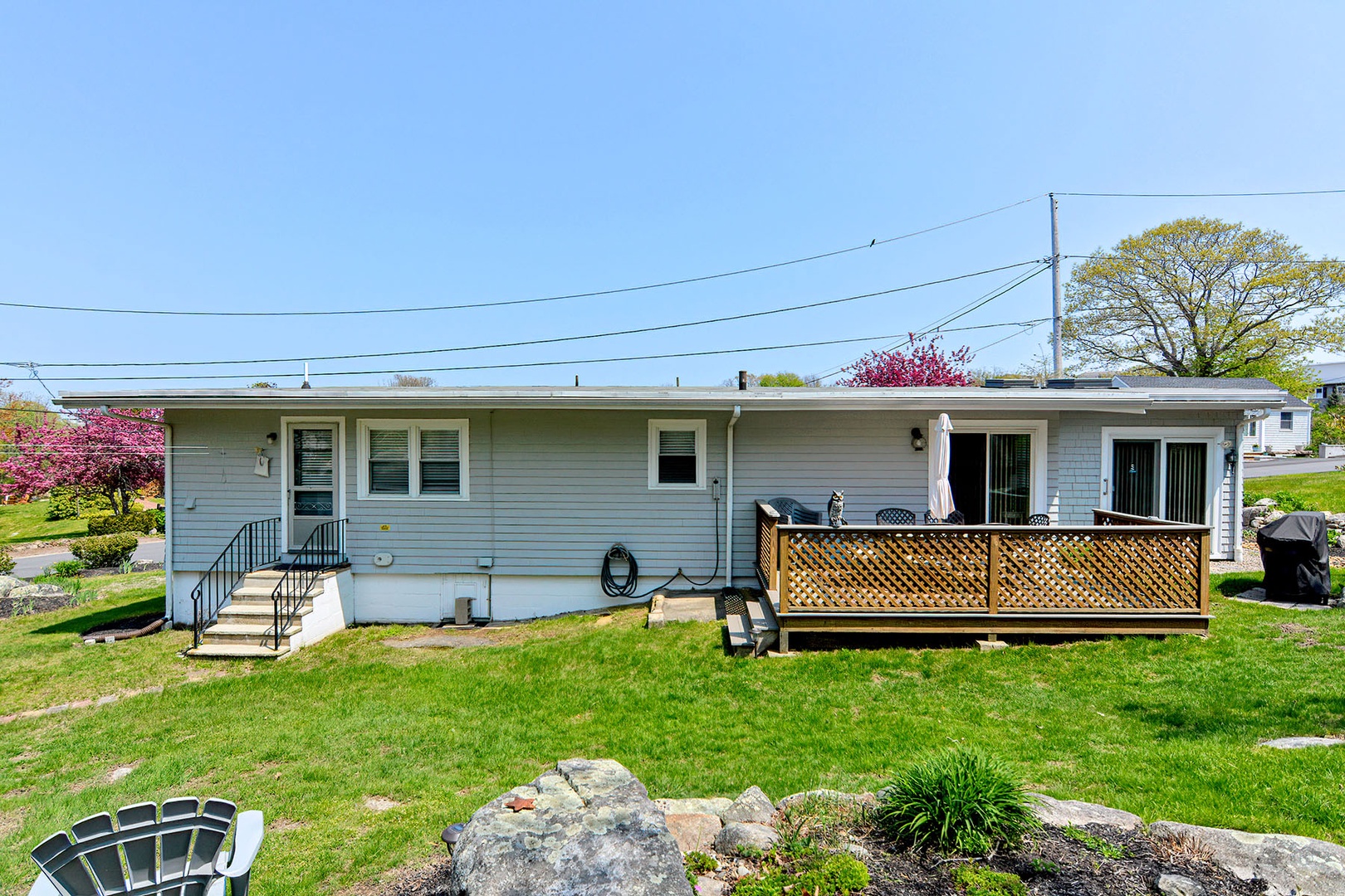 View of the spacious backyard.