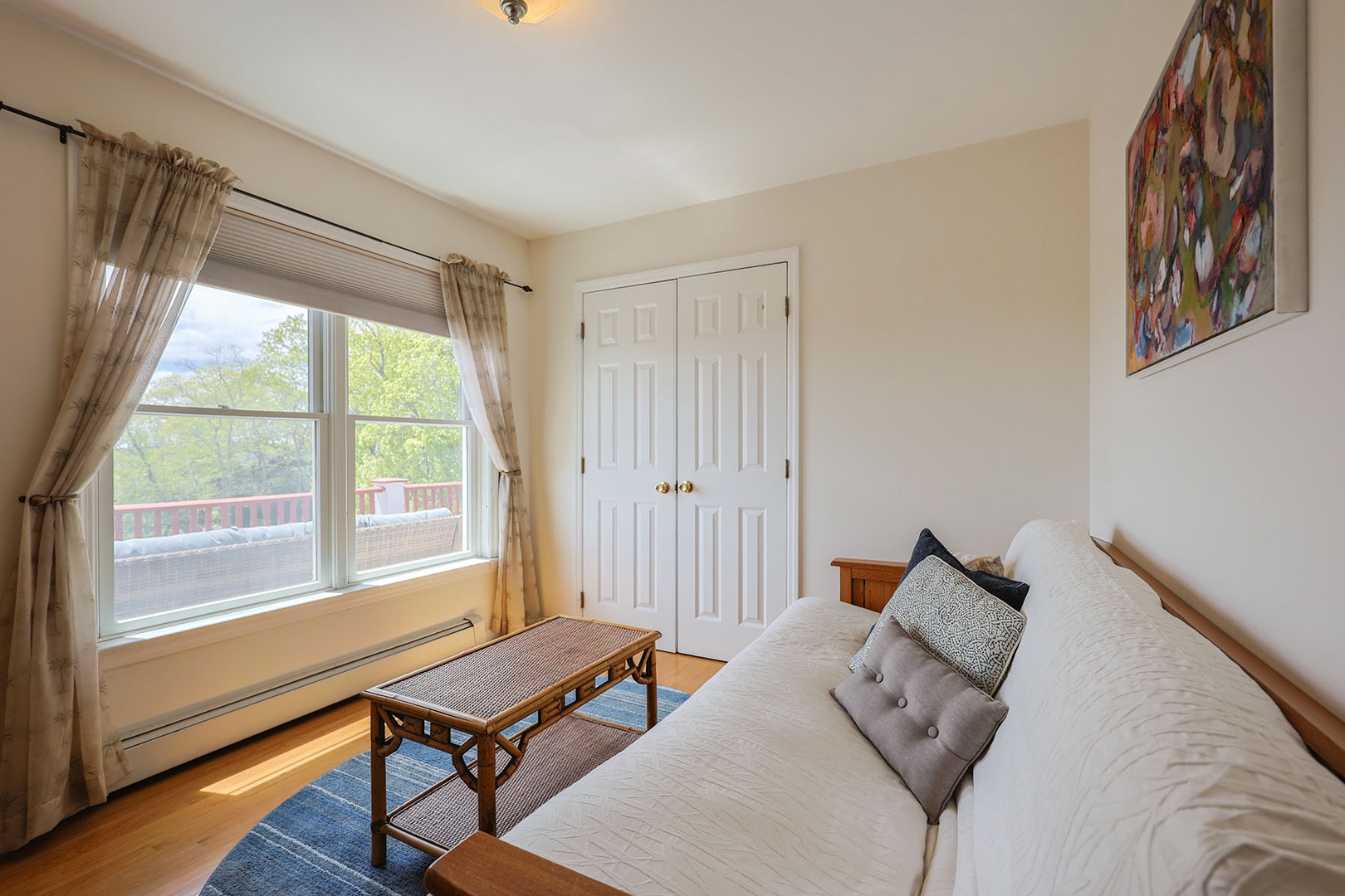 The third bedroom has a futon converting to a full bed