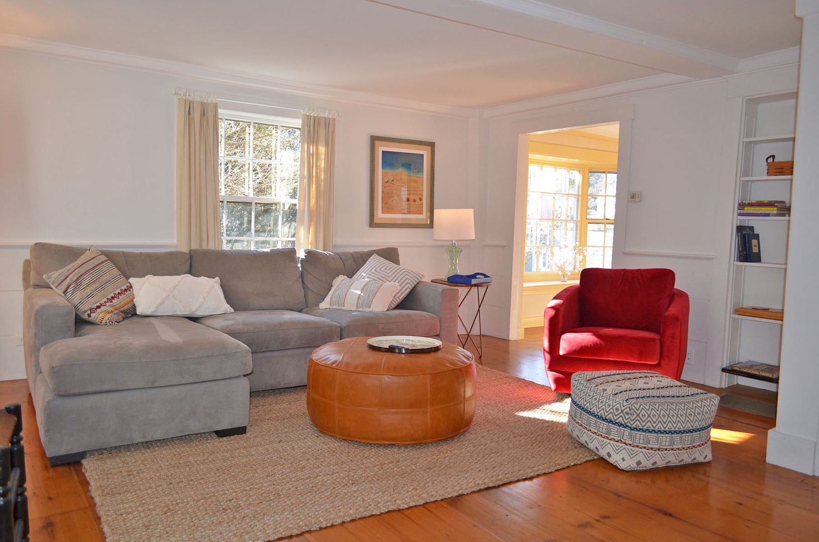 Relax on the sectional couch or chair in the Living Room.