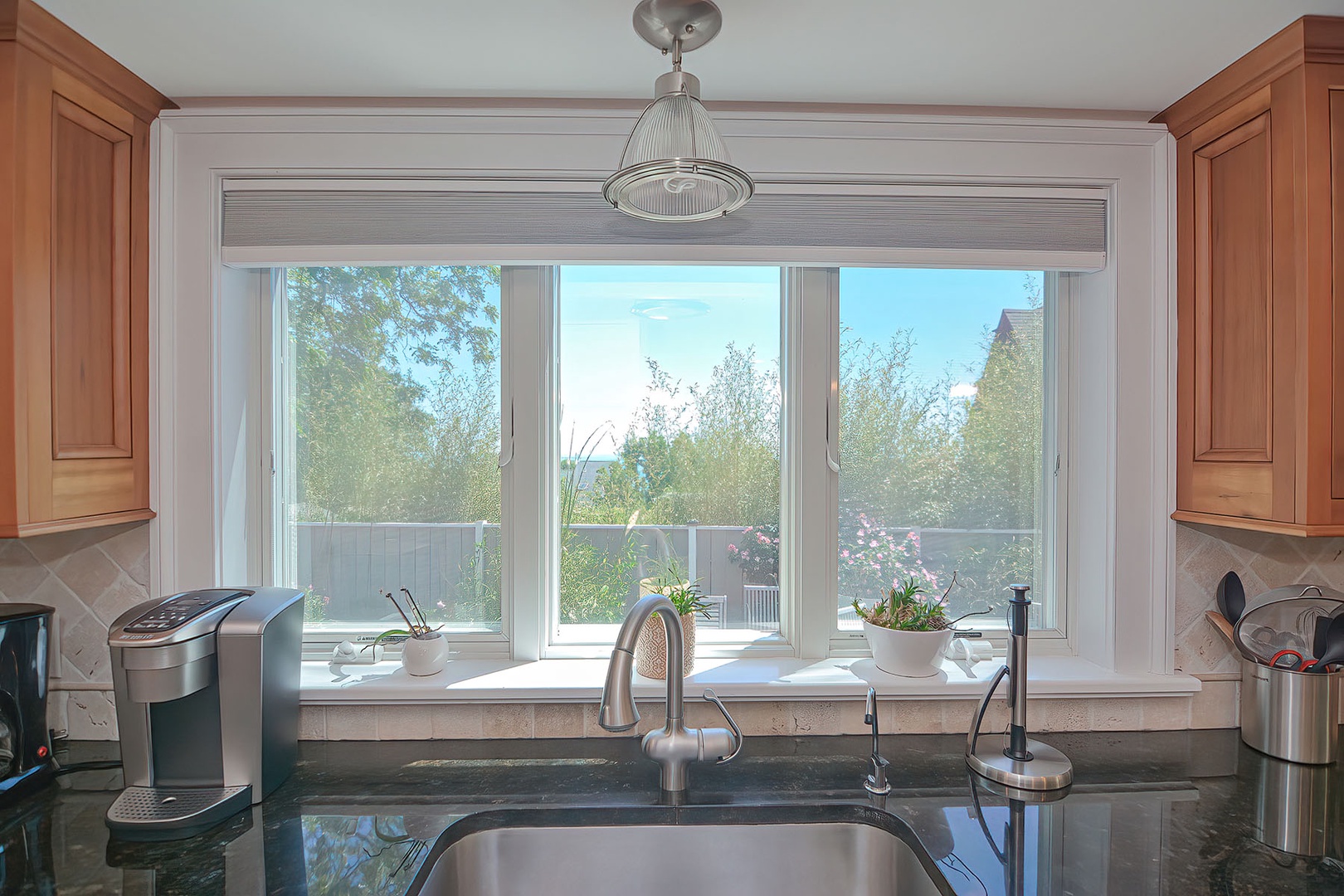 Ocean views from the kitchen sink.