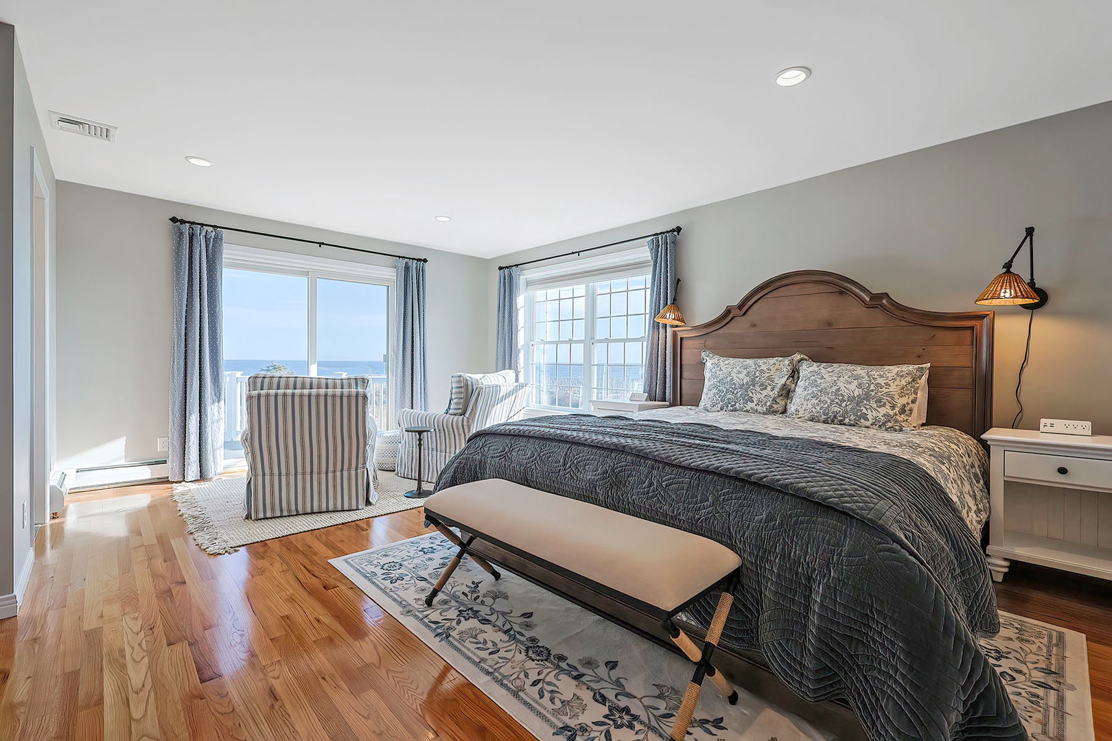 Primary King bedroom with deck.