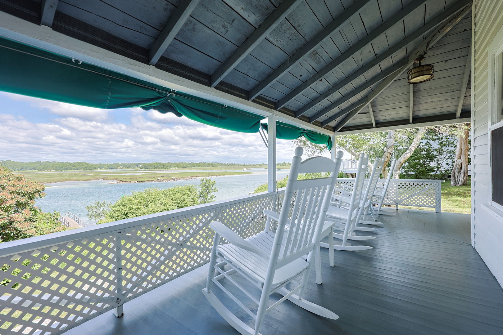 The back porch has wonderful views of the river.