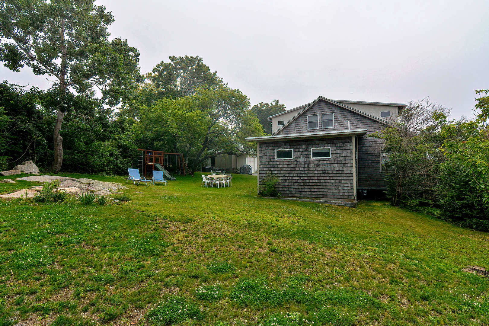 Spacious yard for outdoor activities.