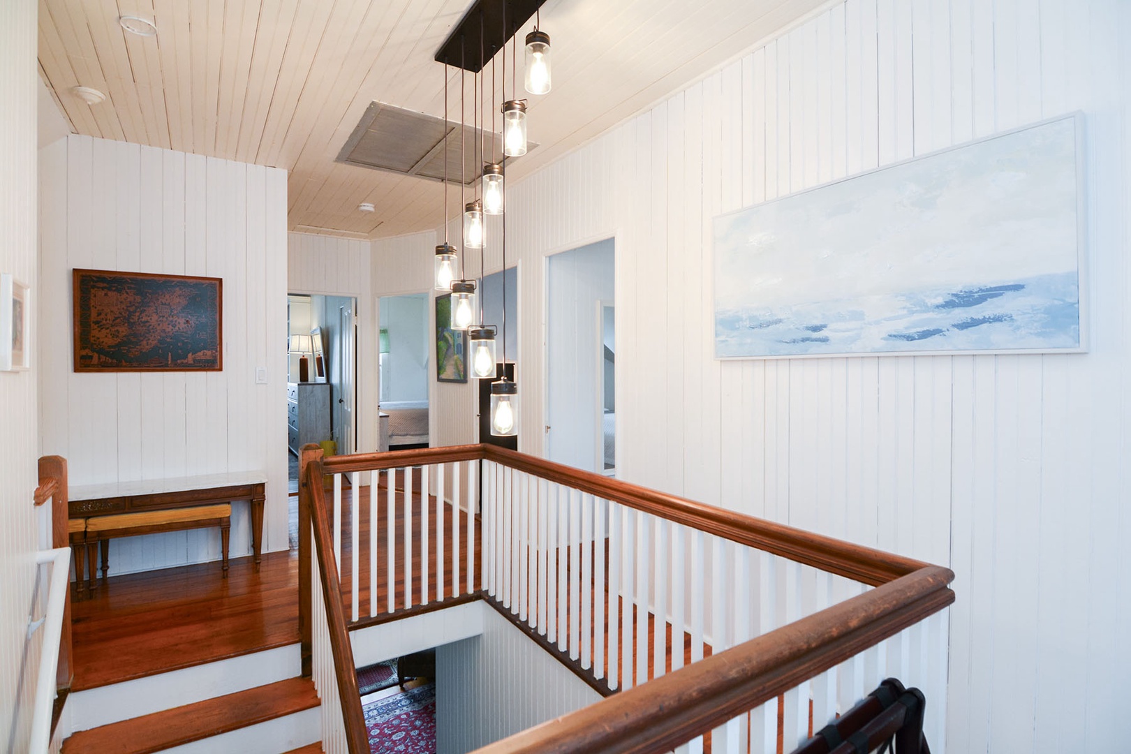 Head upstairs to find the five bedrooms.