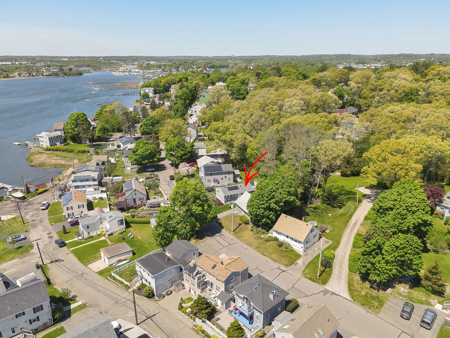 There are river views from the home.