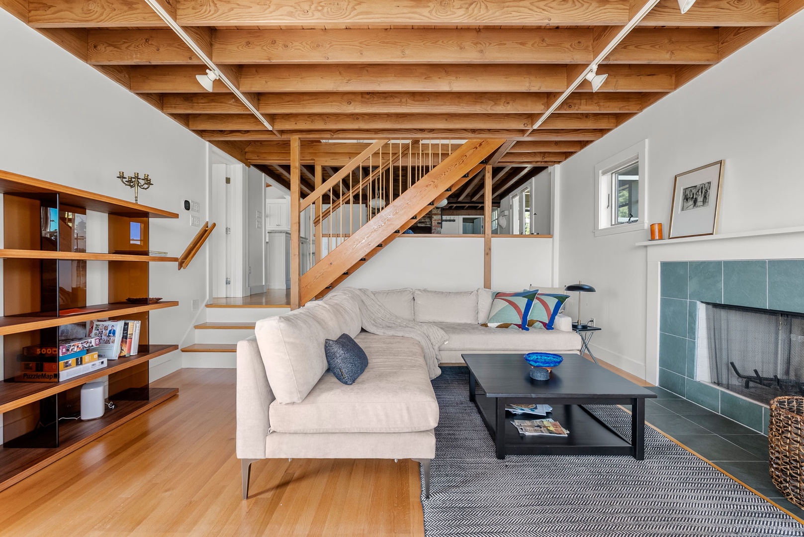 Bright and spacious living room with beautiful views.
