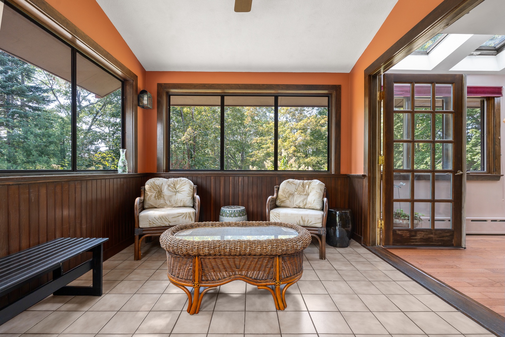 The sun porch just off the living room.