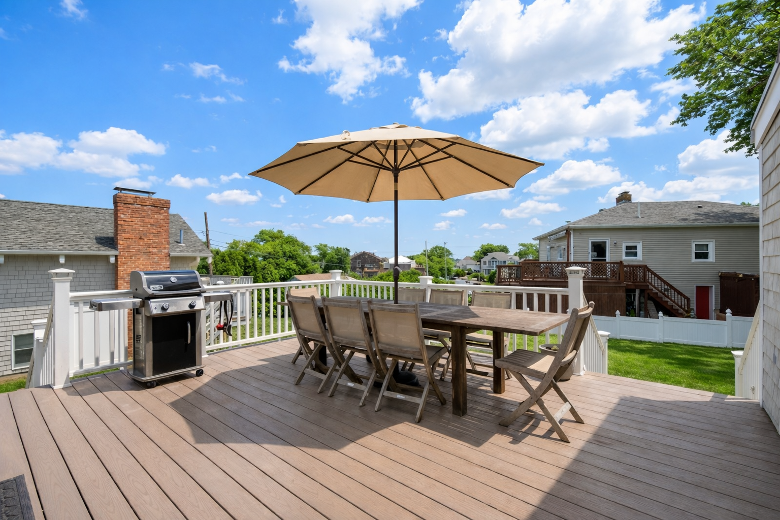The outdoor deck is perfect for dining and relaxing.