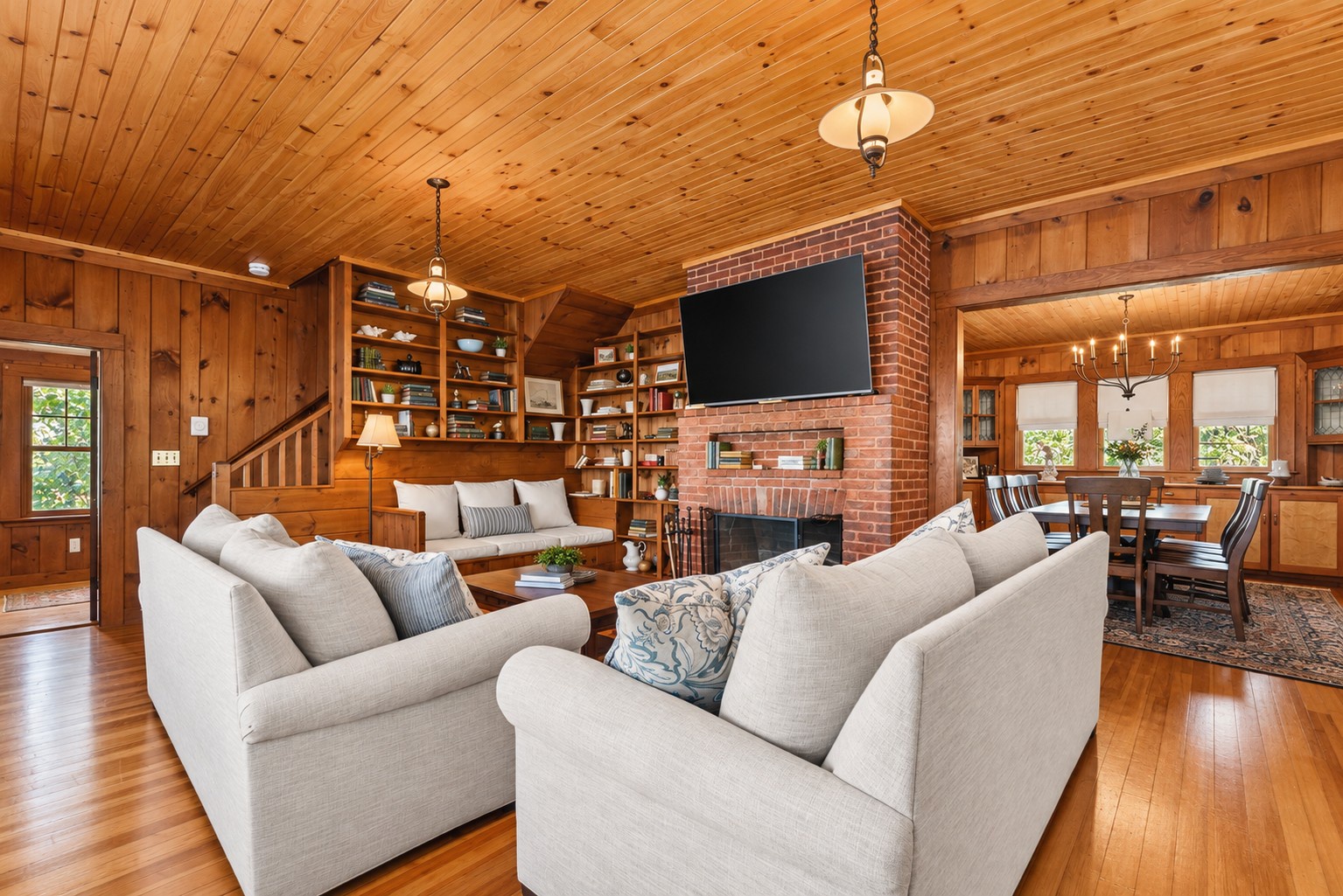 Spacious living room with comfortable seating.