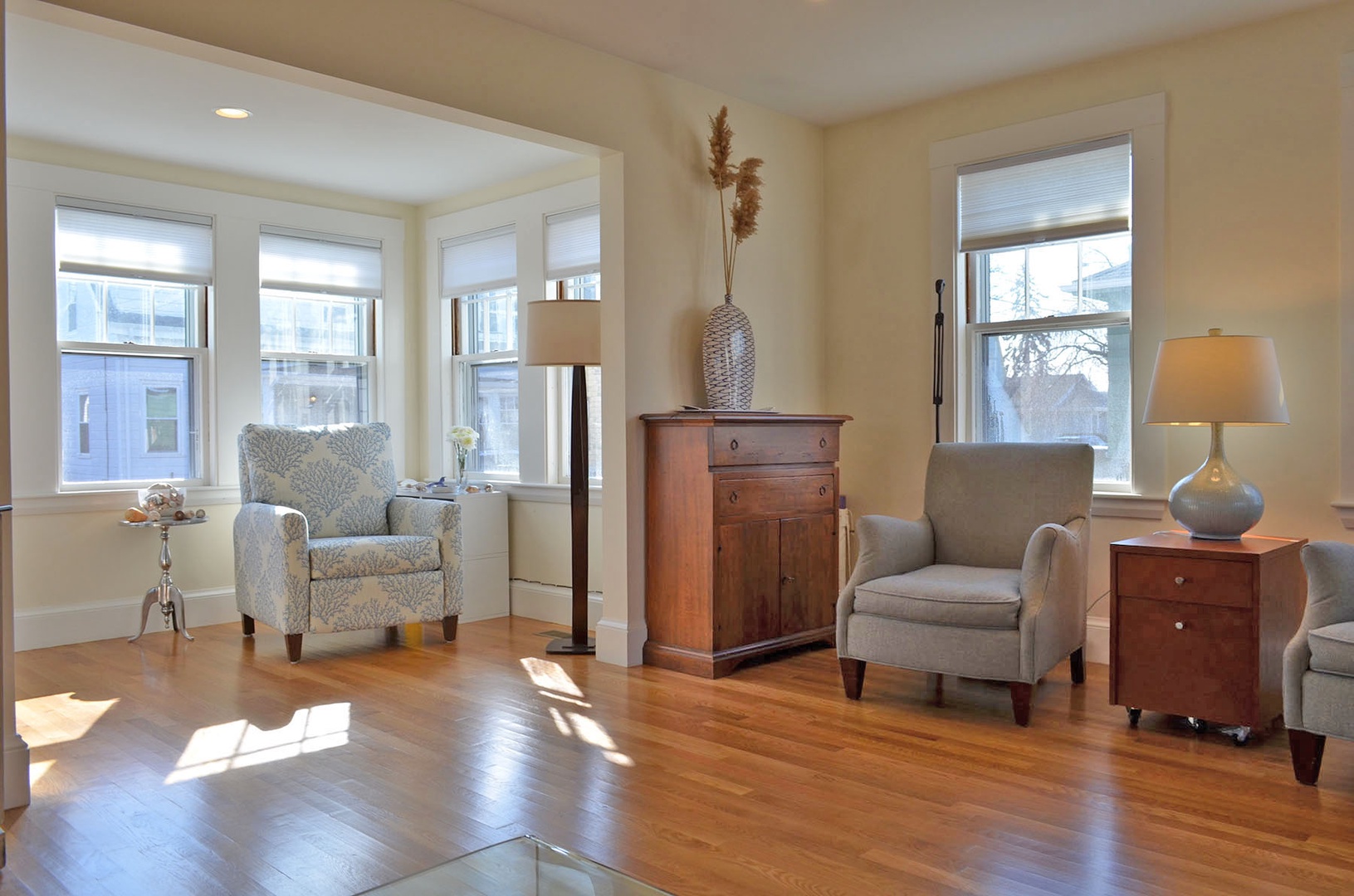 Bright light fills the living room.