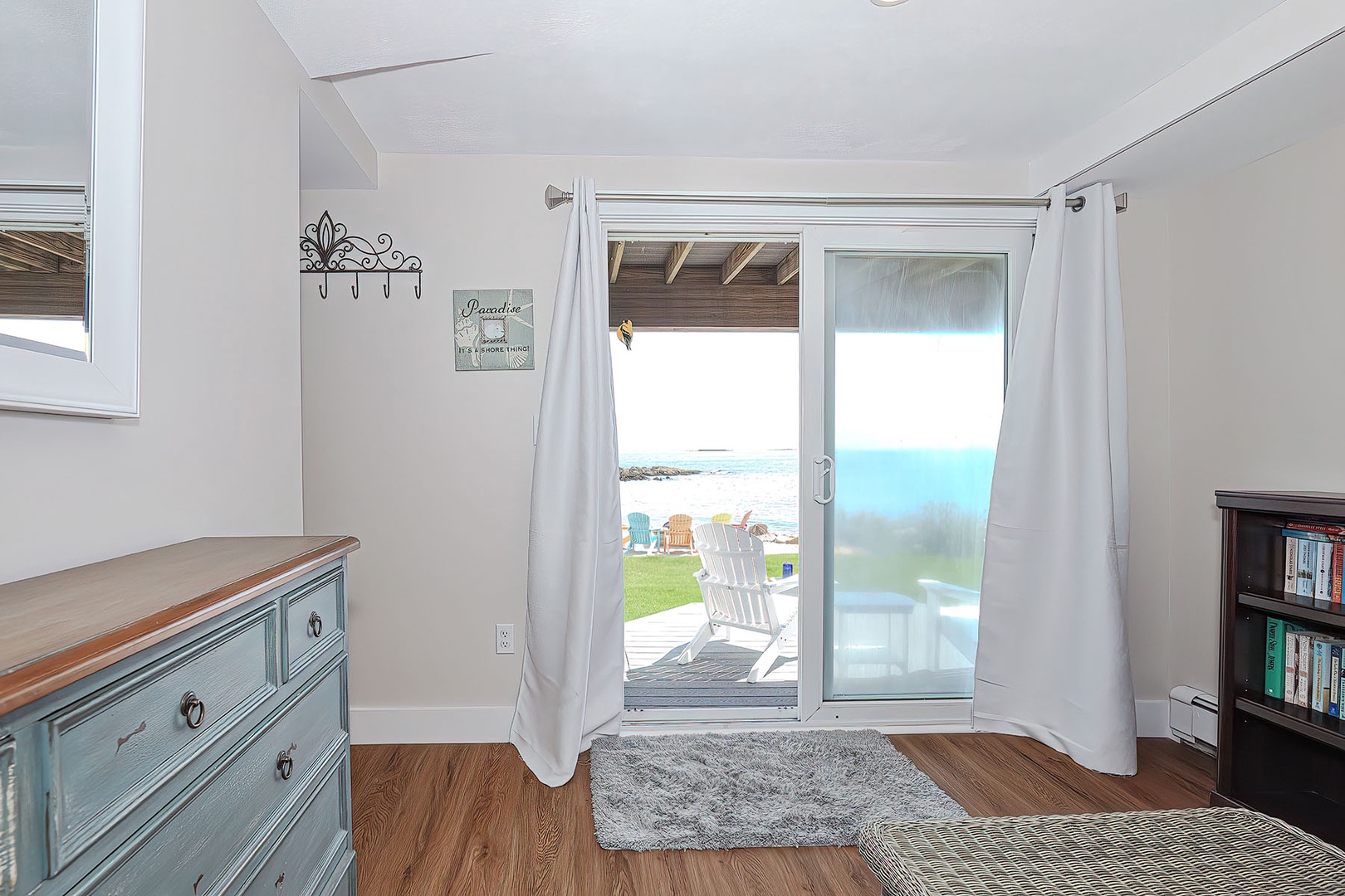 Walk out into the waterfront garden.