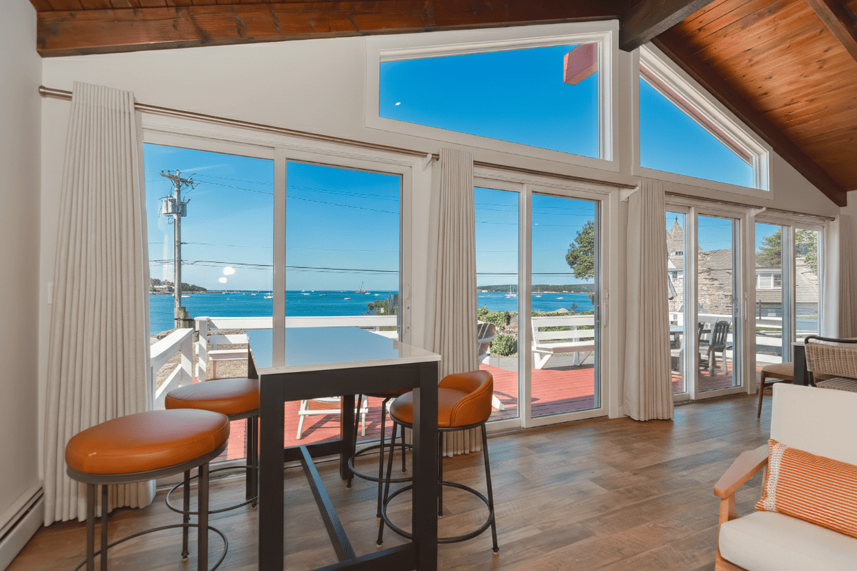 High top table overlooking the ocean.