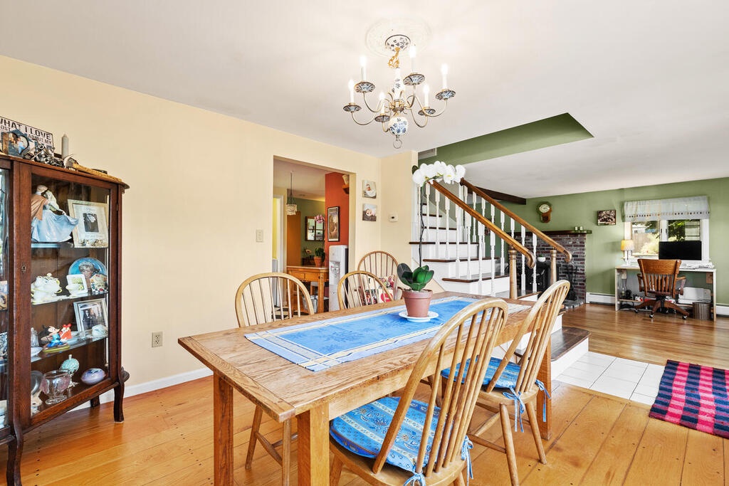 The dining room is open to the living room.