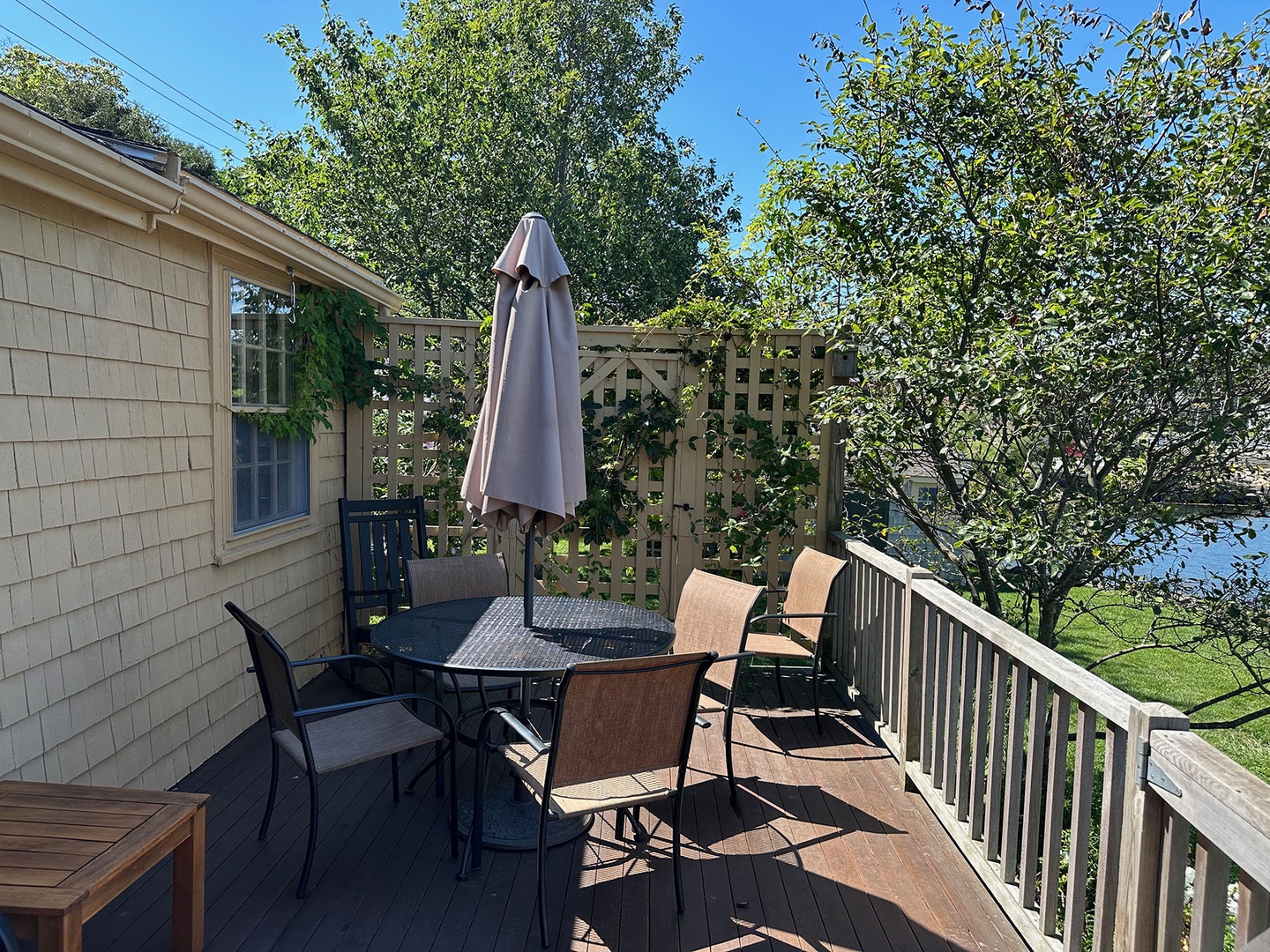 Dine outside and enjoy the breezes and views from the back deck.