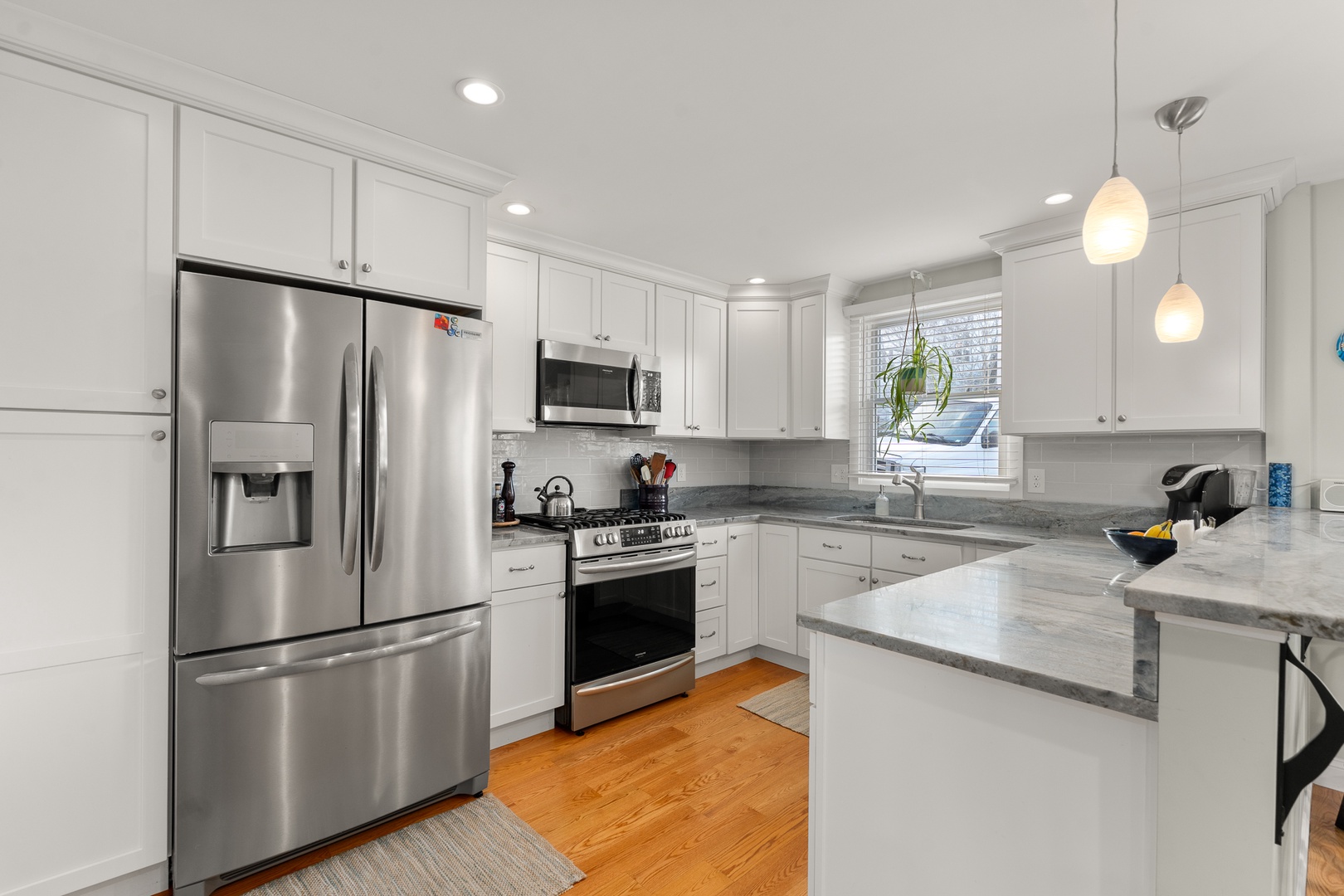 The kitchen is fully equipped with modern appliances.