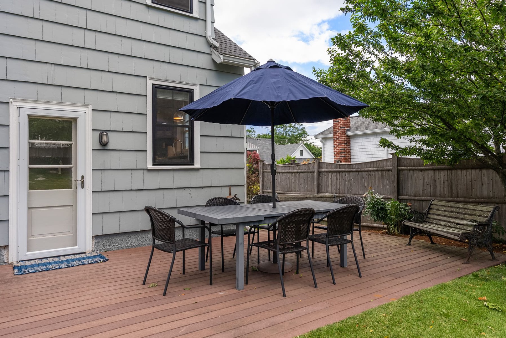 The patio in the back of the house.
