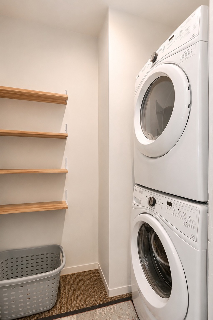 Laundry room with washer and dryer.