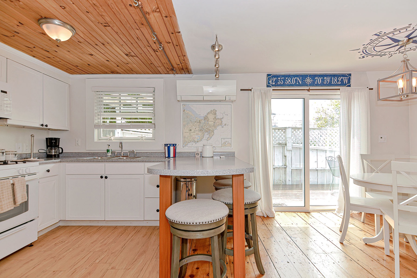 The sliding glass door leads to the side porch.