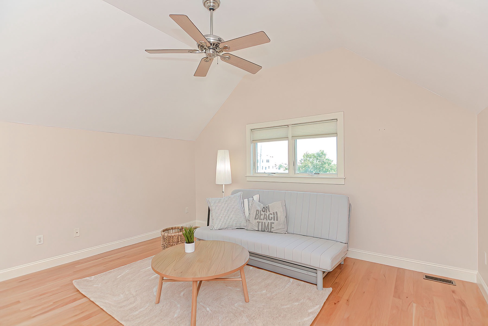 The loft has a futon, providing extra sleeping space.