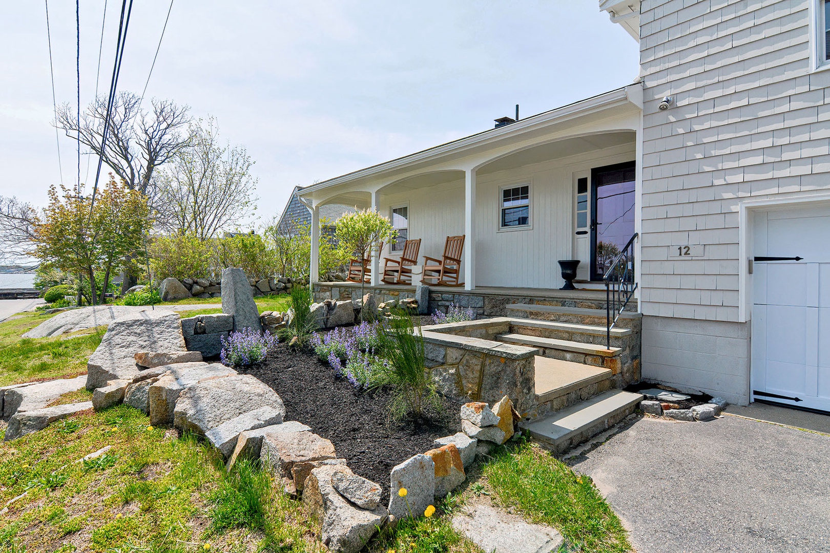 Pleasant landscaping up to the front porch