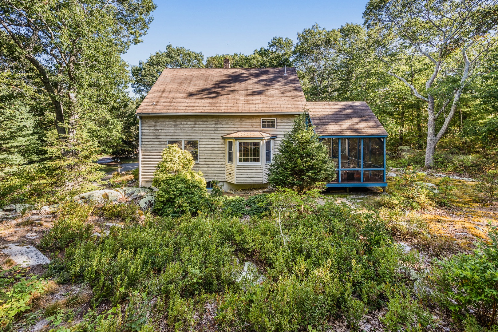 Exterior view of the screened porch.
