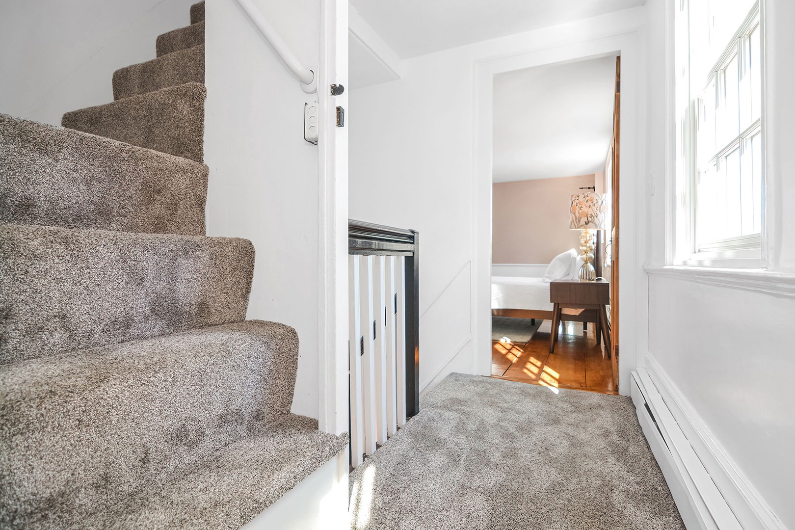 Stairs from the 2nd level to the 3rd level.