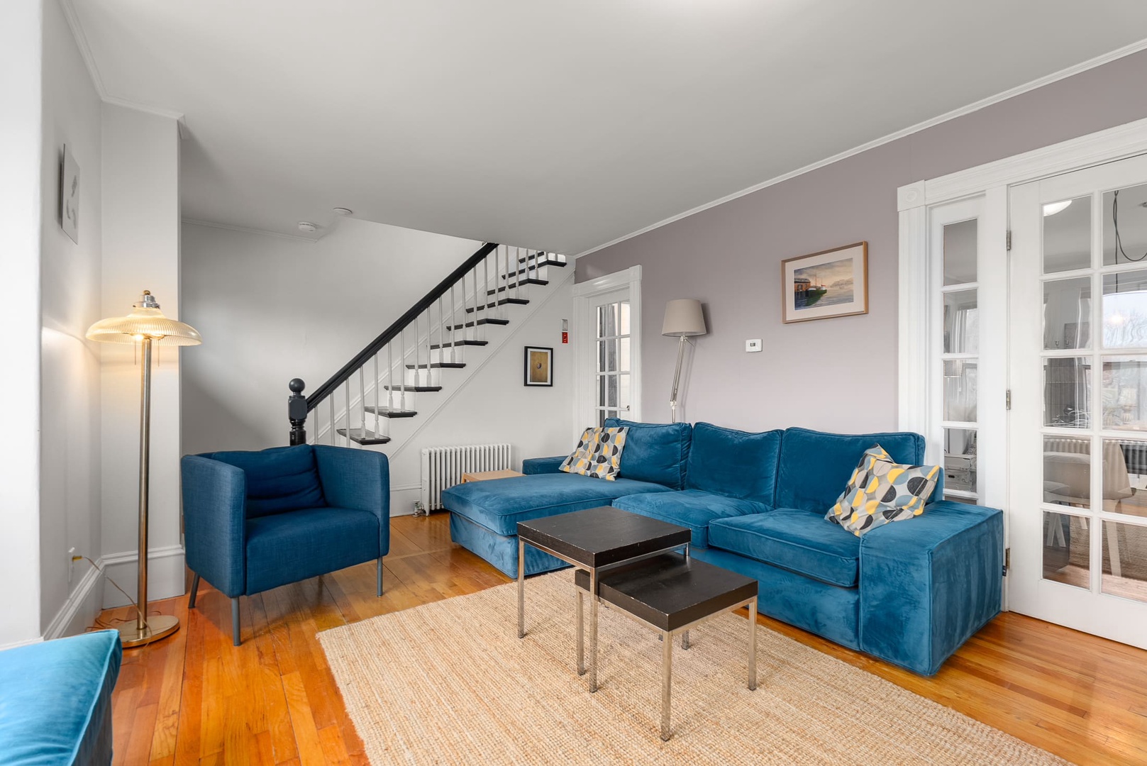 The stairs to the second floor is from the living room.