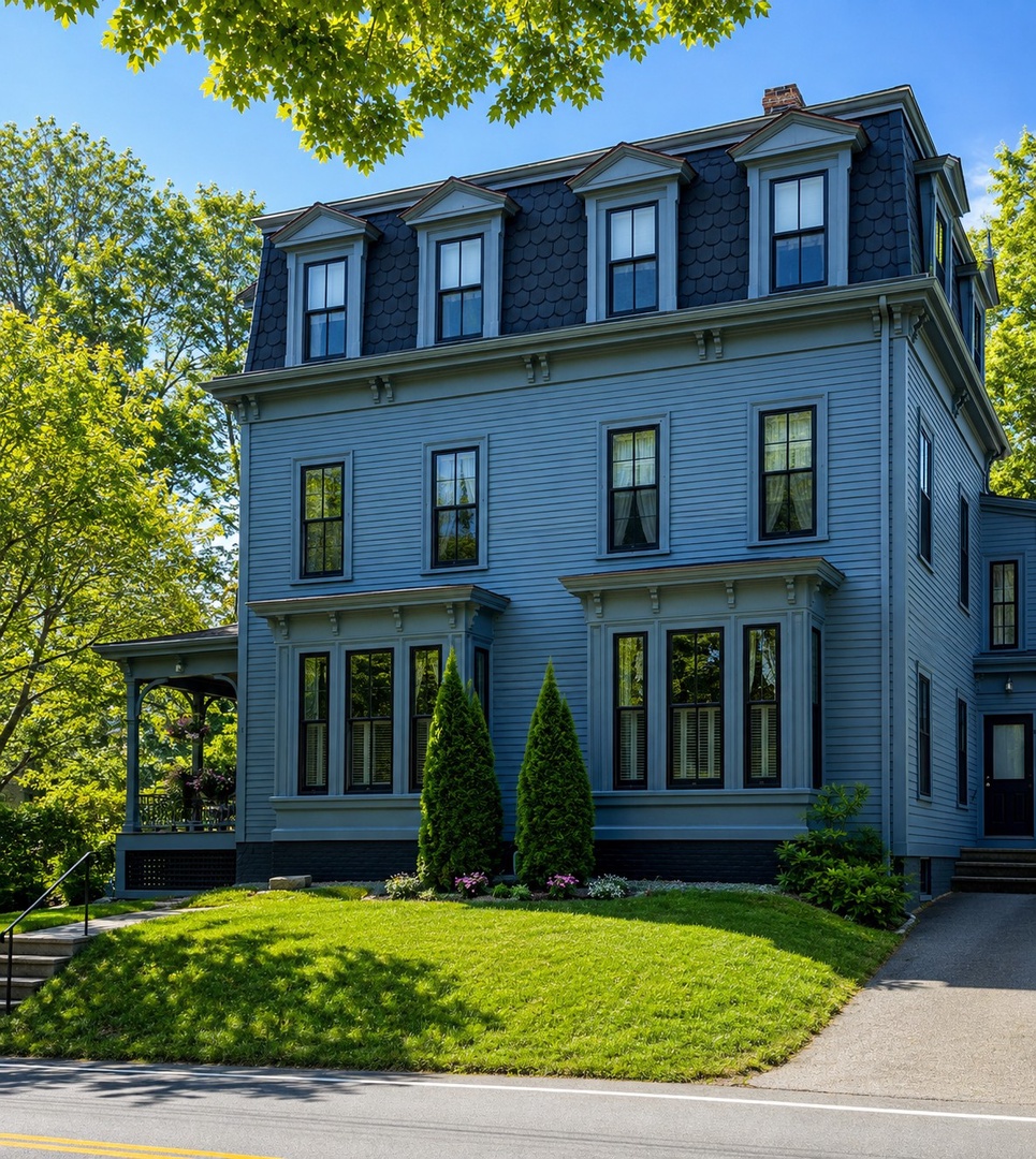 Entrance to the guest apartment is located on the right side of the house.