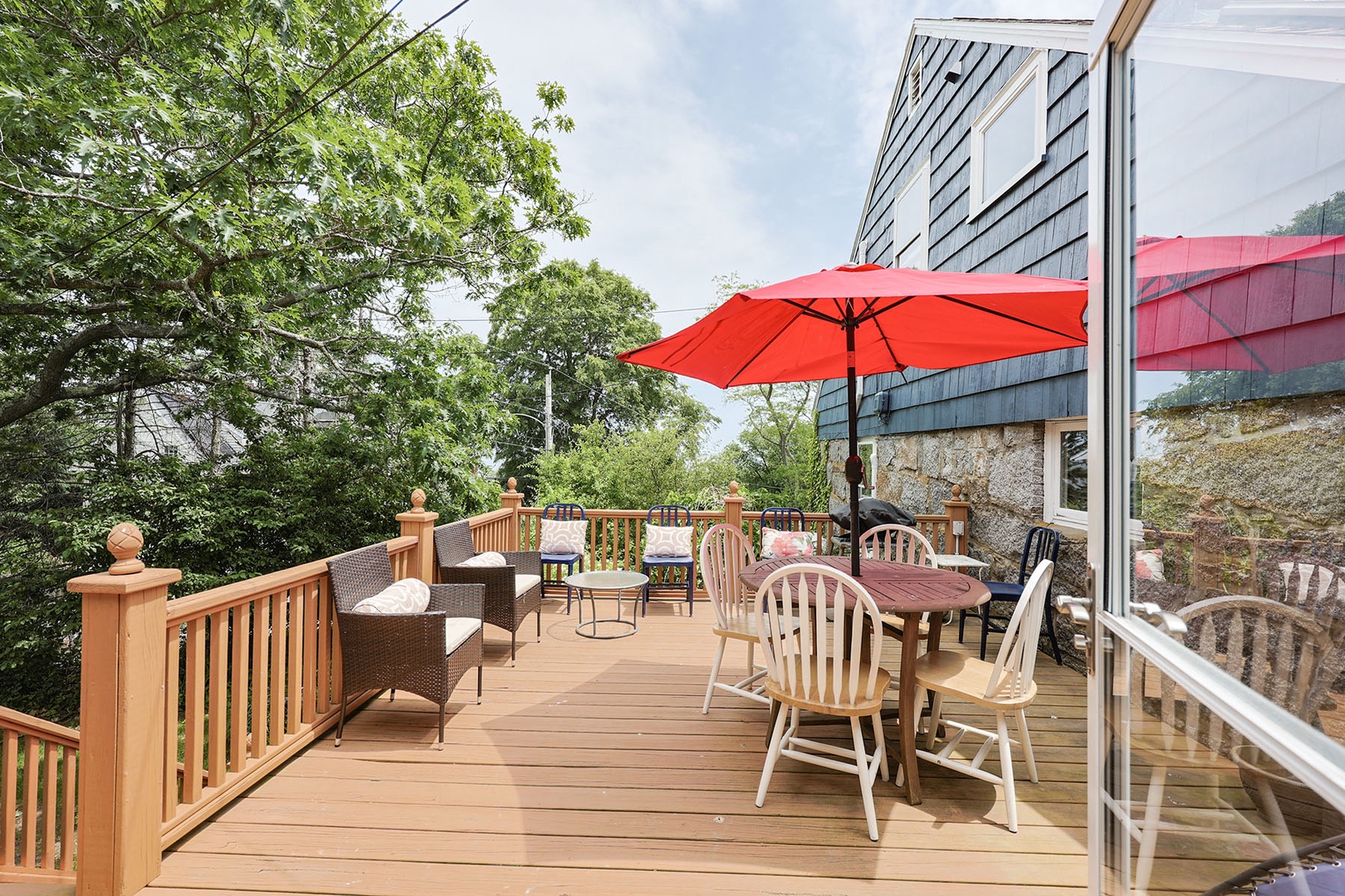The private deck looks over Rockport's Granite Pier.
