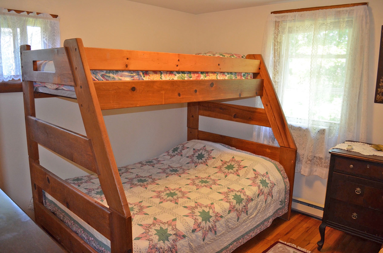 2nd bedroom has a bunk bed -- full size on the lower level, twin up above.