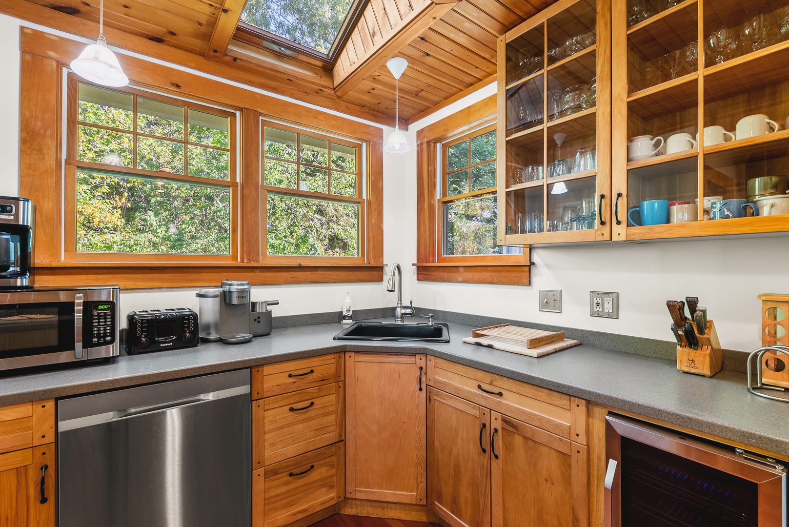 Kitchen features plenty of storage