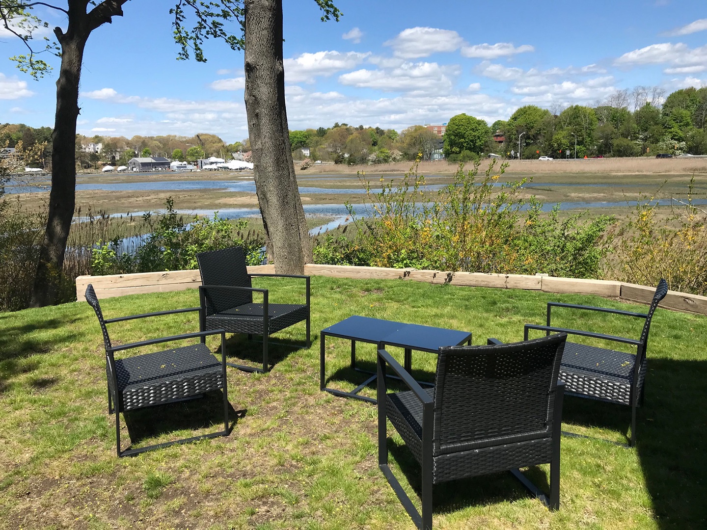 Take in the river views form the outdoor seating.